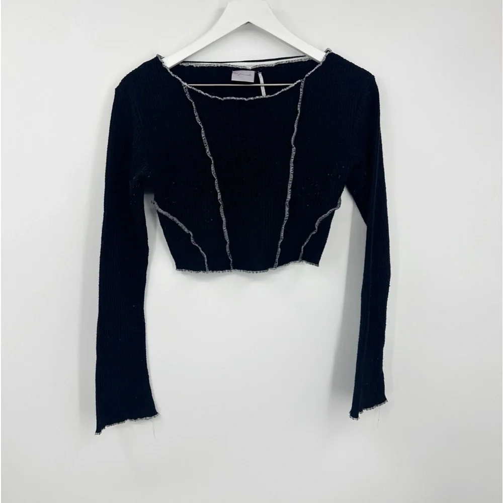 Urban Outfitters Black Thermal Crop Top Size Medium